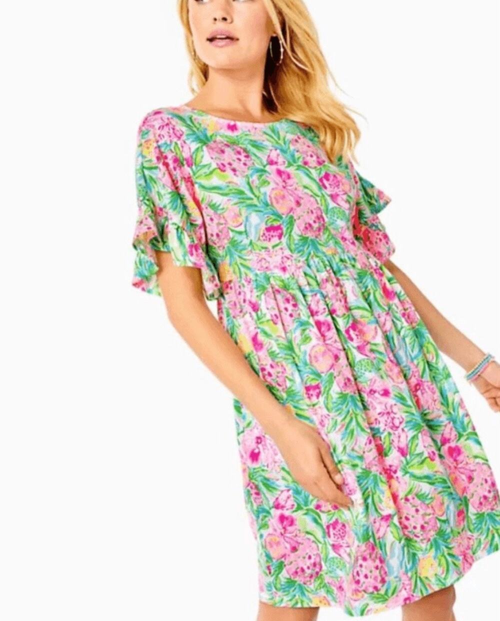 Lilly Pulitzer Tillotson Swing Dress Resort White Pear Necessities Womens Medium